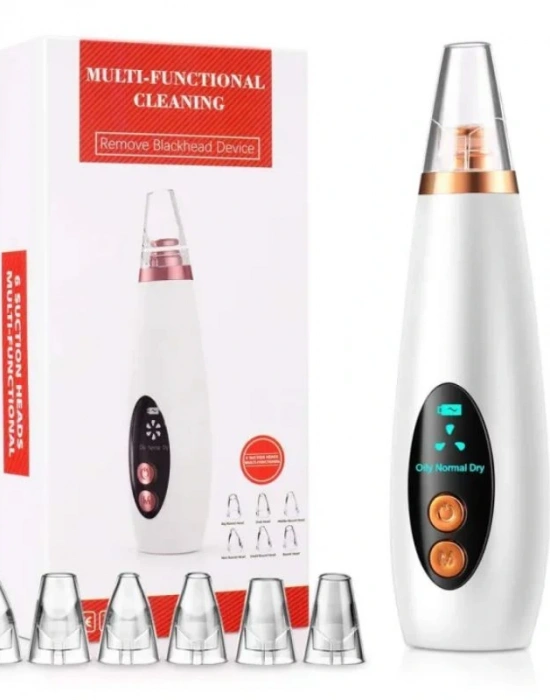 Sarjlı Vakumlu Siyah Nokta Temizleme Cihazı Akne Cilt Yüz Temizleme Cihazı 3 Modlu Şarjlı 6 Başlıklı