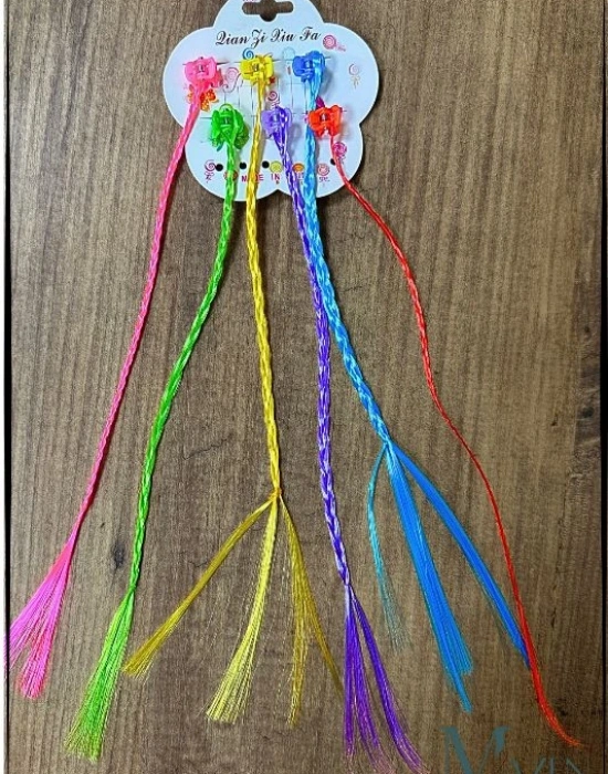 Çocuk Saç Aksesuarı – Örgülü Model Saç Süsü Örgü Toka (Karışık Renk 6lı Paket ) Km 12-1