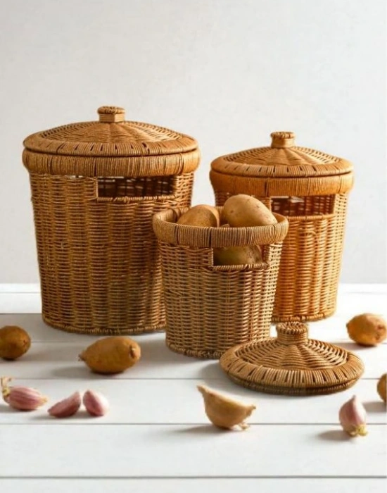 3 Lü Hasir Patates Soğanlik Yuvarlak