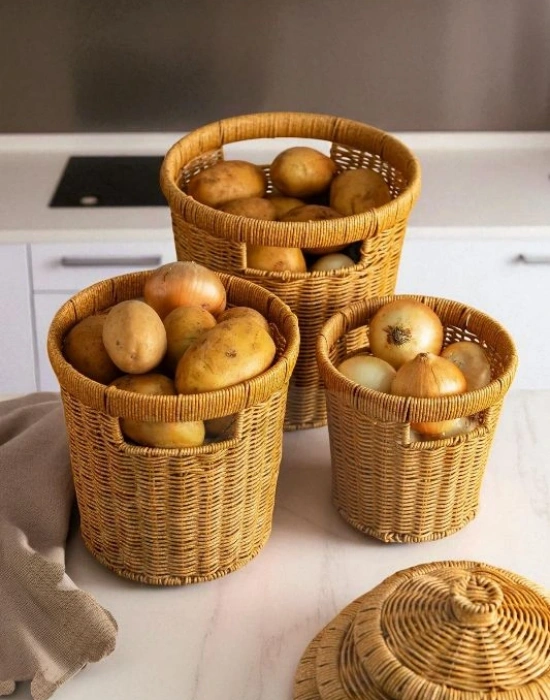 3 Lü Hasir Patates Soğanlik Yuvarlak