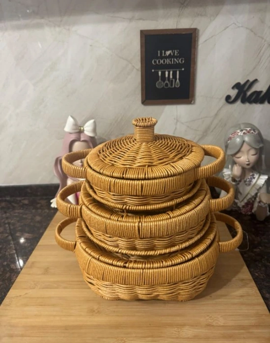 3 Lü Hasir Sunum Tencere Set