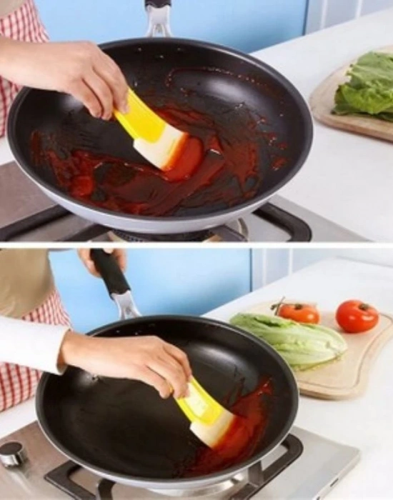 Yağ Leke Kaziyici Silikon Spatula Sarı