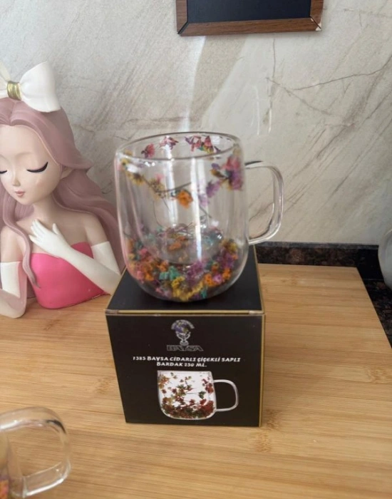 Cidarlı Çiçekli Saplı Bardak 250 Ml