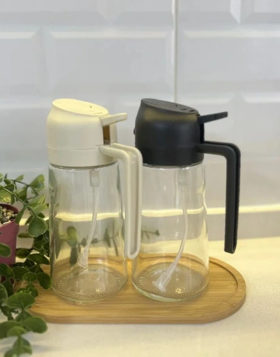 2in 1 Cam Çift Fonksiyonlu Yağdanlık Sprey Yağ Şişesi 550 Ml