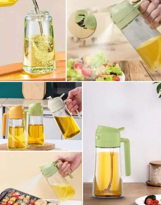 2in 1 Cam Çift Fonksiyonlu Yağdanlık Sprey Yağ Şişesi 550 Ml