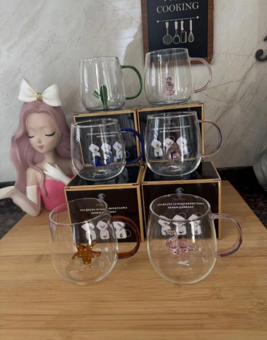 Oymalı Renkli Sapli Sunum Bardağı