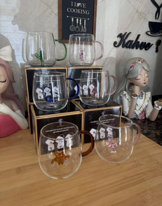 Oymalı Renkli Sapli Sunum Bardağı