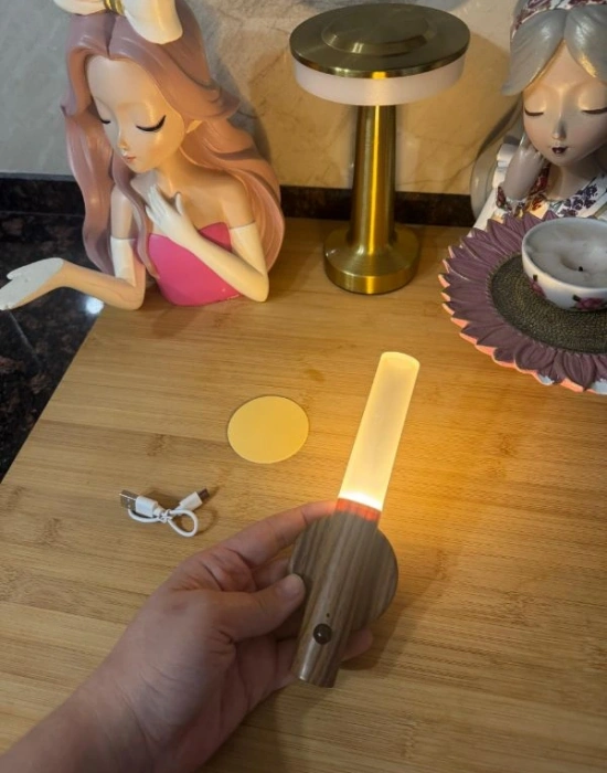 Ahşap Görünümlü Sensörlü Şarjlı Aplik Lamba