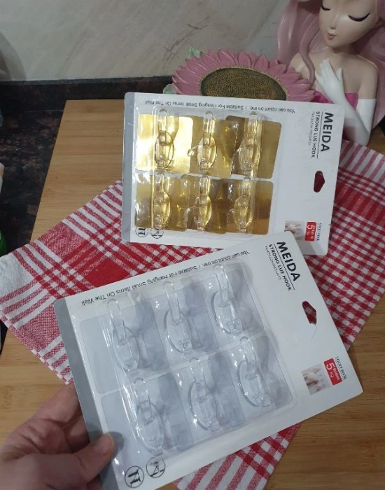 6Lı Yapışkanlı Duvar Askı Gümüş Şeffaf