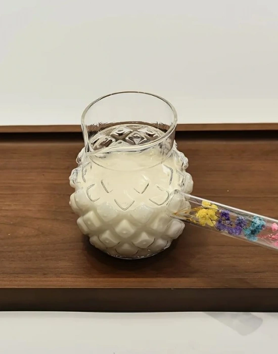 Borosilikat Çiçek Saplı Cam Cezve