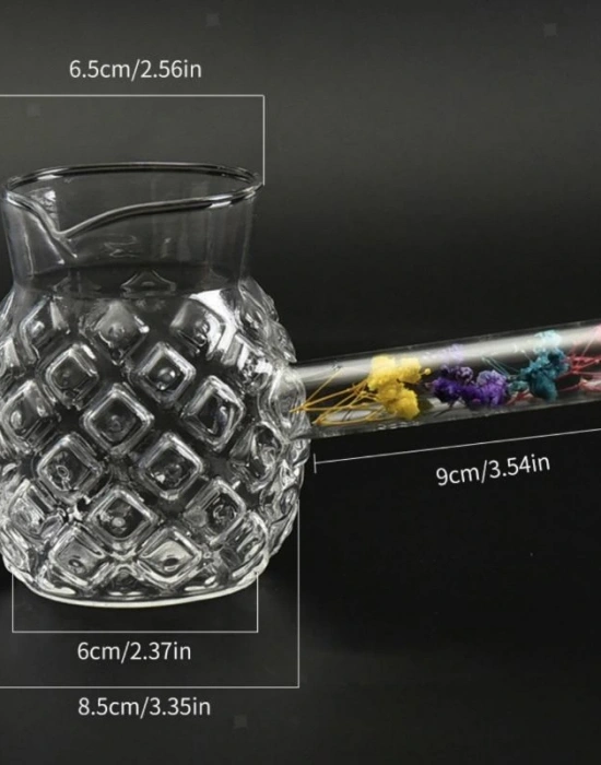 Borosilikat Çiçek Saplı Cam Cezve