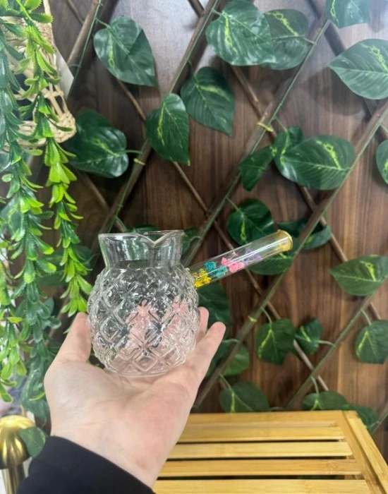 Borosilikat Çiçek Saplı Cam Cezve