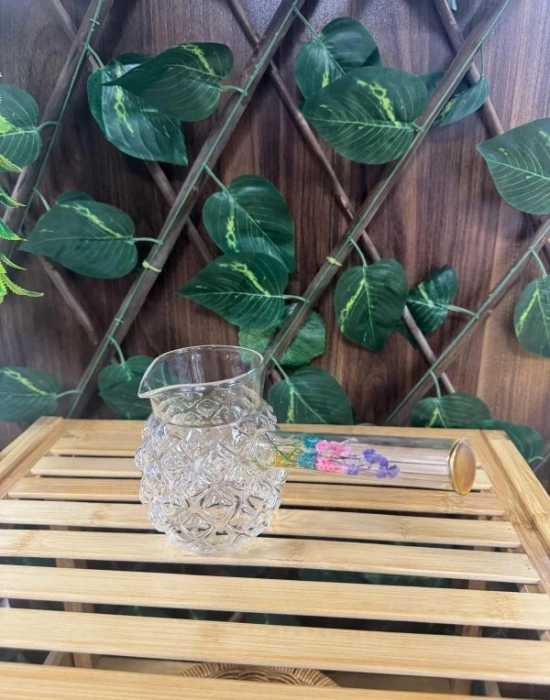 Borosilikat Çiçek Saplı Cam Cezve