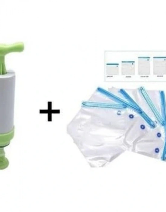 15li Vakumlu Gıda Yiyecek Saklama Poşeti Torbaları Ve Pompası