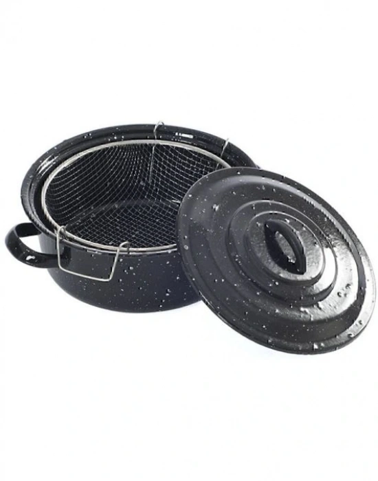 Kapaklı Emaye Kızartma Tenceresi 24 Cm Eko