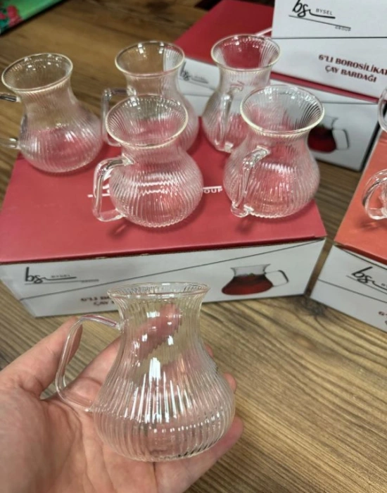 Borosilikat 6Lı Çay Bardağı