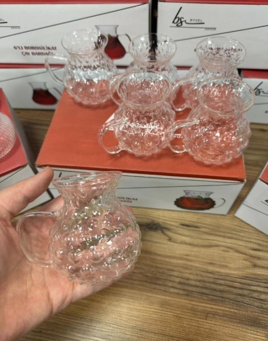 6Lı Borosilikat Çay Bardağı Üzümlü