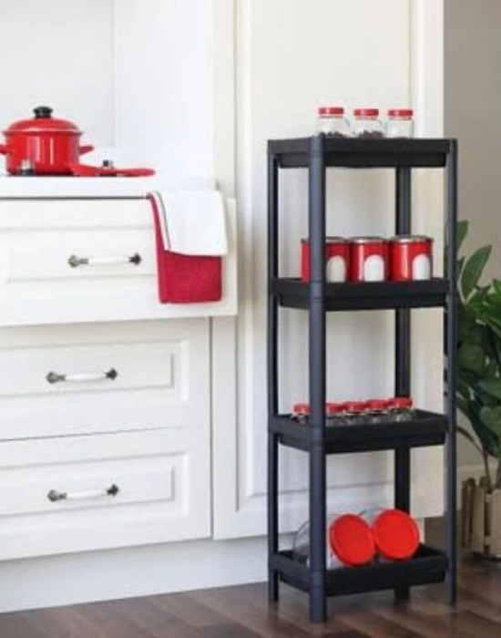 4 Katlı Raf Ünitesi Siyah