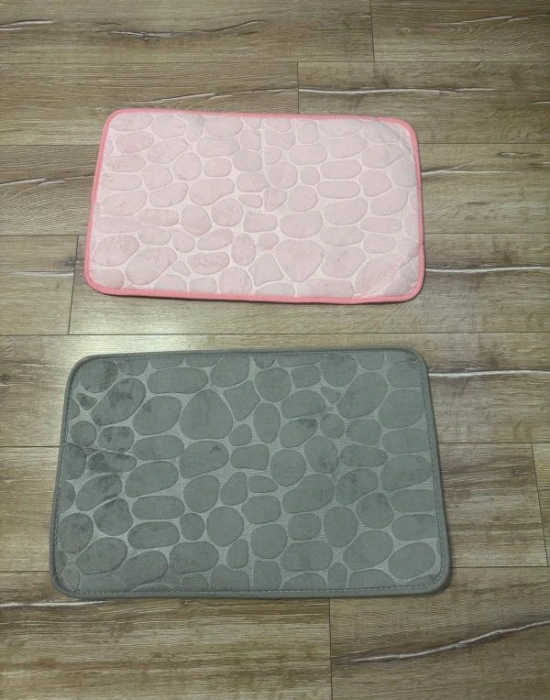 Tekli Yumuşak Paspas Gri / Pembe