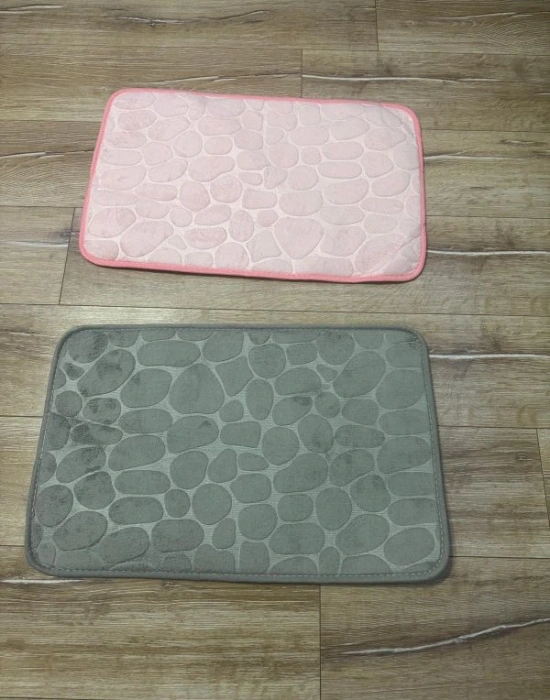 Tekli Yumuşak Paspas Gri / Pembe