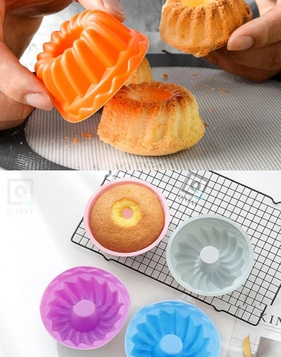 Mini Silikon Kek Kalıbı 6Lı Delikli Oluklu