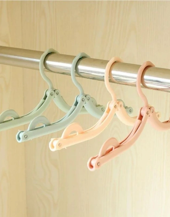 5Li Portatif Katlanabilir Seyahat Elbise Çocuk Askı Krem