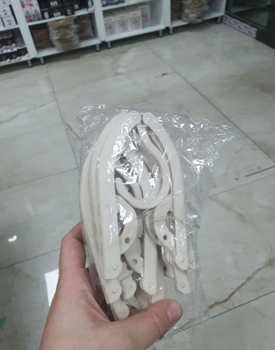 5Li Portatif Katlanabilir Seyahat Elbise Çocuk Askı Krem