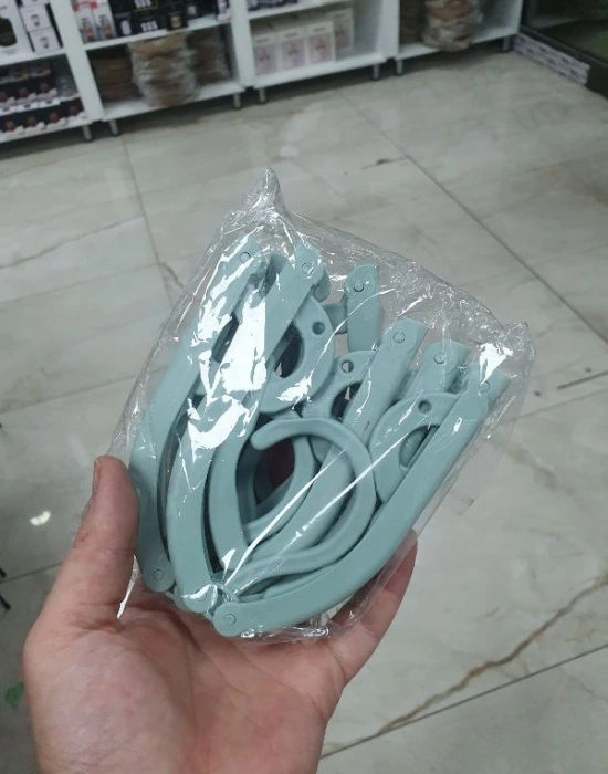 5Li Portatif Katlanabilir Seyahat Elbise Çocuk Askı Yeşil