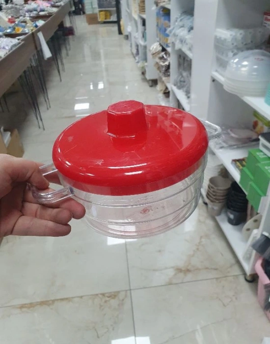 Plastık Tencere Kırmızı Kapak
