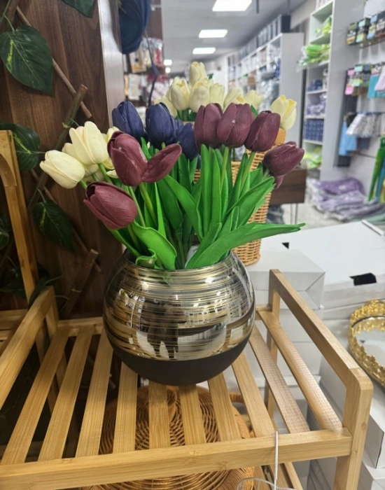 Siyah Büyük Vazo Yuvarlak