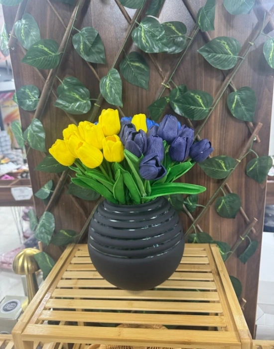 Siyah Büyük Vazo Yuvarlak