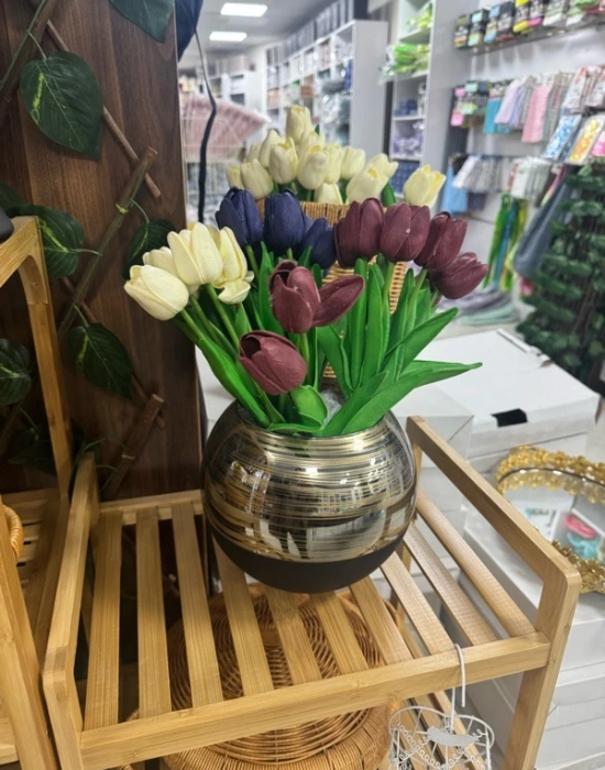 Siyah Büyük Vazo Yuvarlak