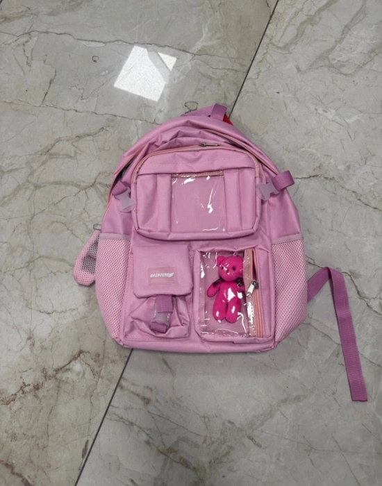 Ayı Model Kore Tarzı İlkokul Sırt Çantası Pembe