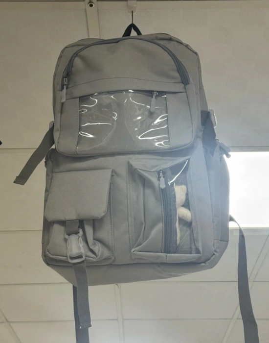 Ayı Model Kore Tarzı İlkokul Sırt Çantası GRİ