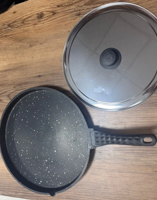 Döküm Balık Tavası Kapaklı 35 cm