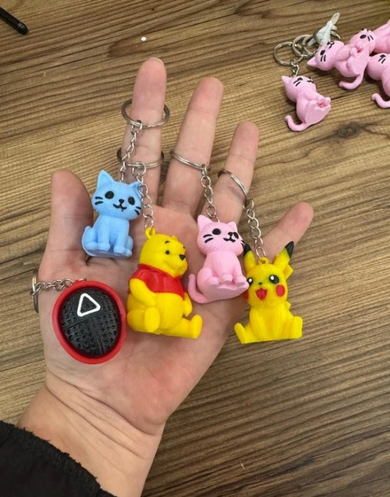 Karikatürlü Anahtarlık Kedi Pikacu Wİnnie the Pooh