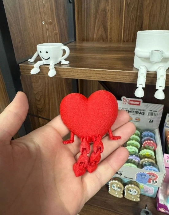 Kalp Kırmızı Sevimli Mini Kahve Köşesi Obje Biblo