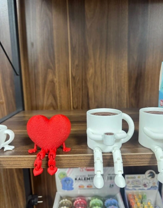 Kalp Kırmızı Sevimli Mini Kahve Köşesi Obje Biblo