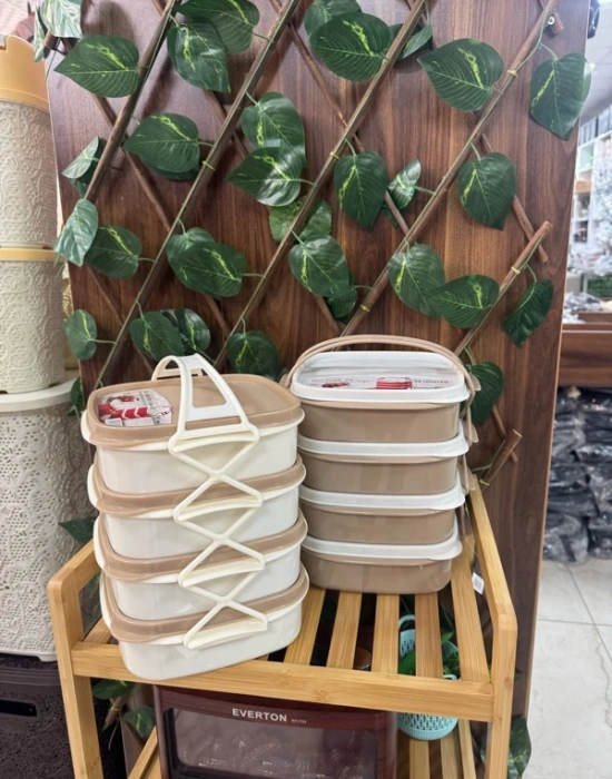 T. 4Lü Saklama Kabı Sefer Tası 4 Katlı Beslenme Kutusu