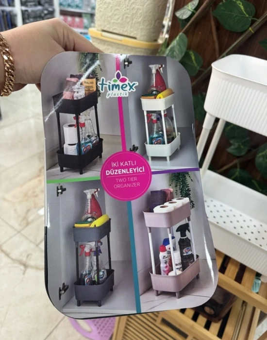 T. 2 Katlı Düzenleyici Beyaz Siyah 29.5 x18 x 41.5 CM