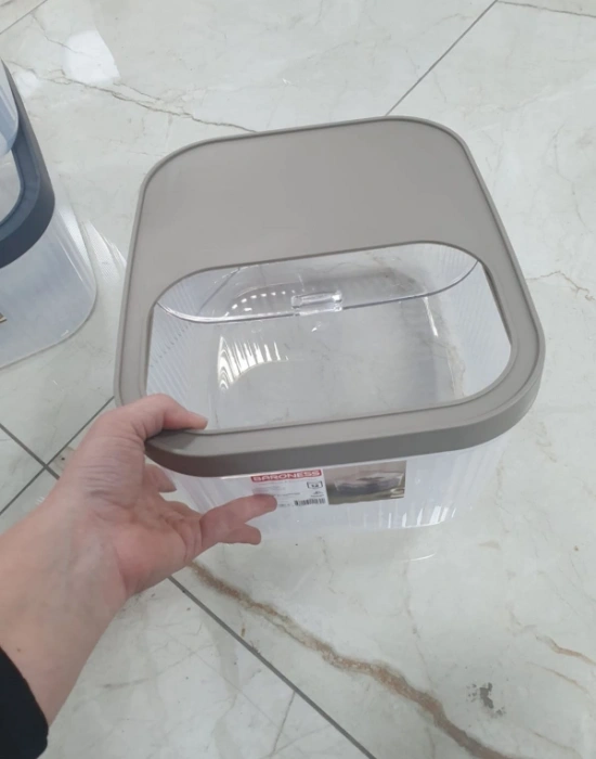 10 Litre Çizgili Sürgülü Saklama Kabı Erzak Kayar Kapaklı