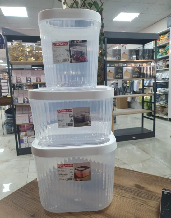 12 Litre Çizgili Sürgülü Saklama Kabı Erzak Kayar Kapaklı