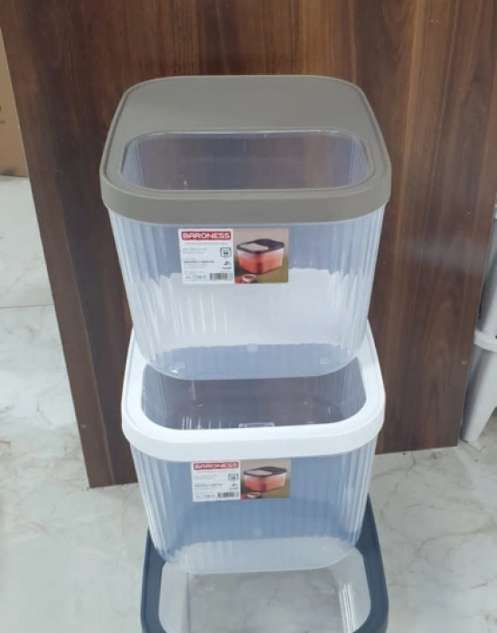 12 Litre Çizgili Sürgülü Saklama Kabı Erzak Kayar Kapaklı