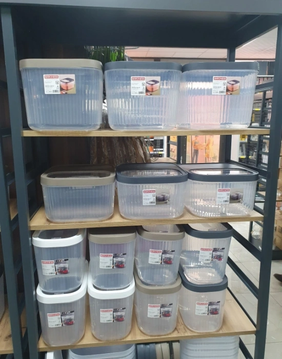 16 Litre Çizgili Sürgülü Saklama Kabı Erzak Kayar Kapaklı