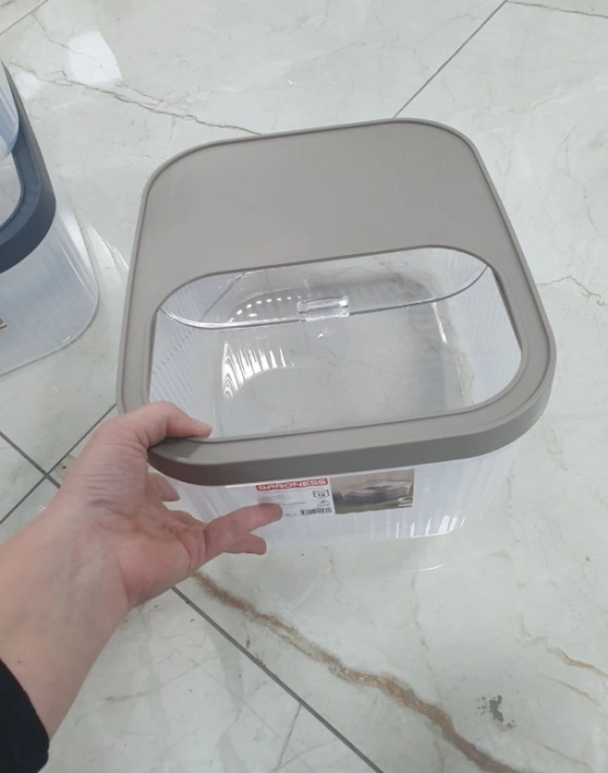 16 Litre Çizgili Sürgülü Saklama Kabı Erzak Kayar Kapaklı