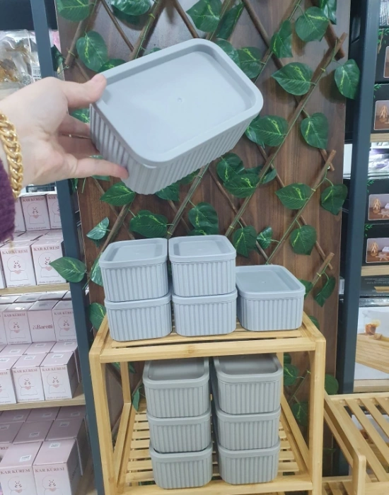 Roma 6Lı Saklama Kabı Düzenleyici 1.250ML Gri Vizon Renk