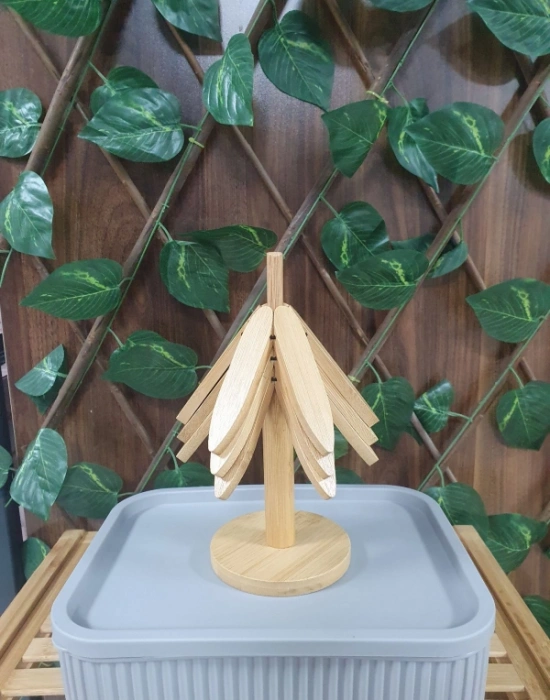 MR 3Lü Standlı  Katlanır Ahşap Bambu Nihale