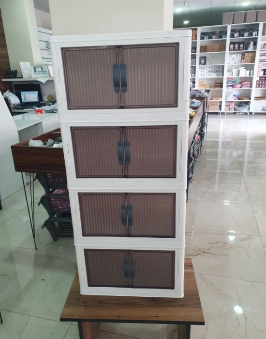 4 Katlı Portatif Dolap Çok Amaçlı Kapaklı Portatif İstiflenebilir Kiler Dolabı
