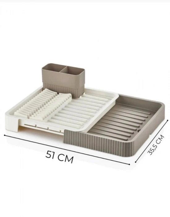 Brns Sürgülü Bulaşıklık Tabaklık Krem Bej