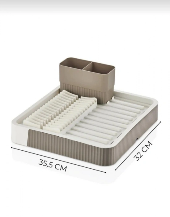 Brns Sürgülü Bulaşıklık Tabaklık Krem Bej